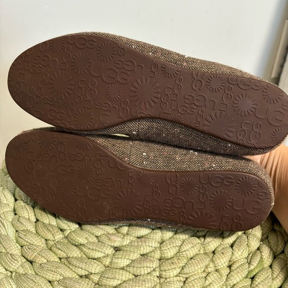 UGG Alloway Brown Tweed Sherpa Lined Slip on Slipper Flat Loafers NWOT - Picture 9 of 9